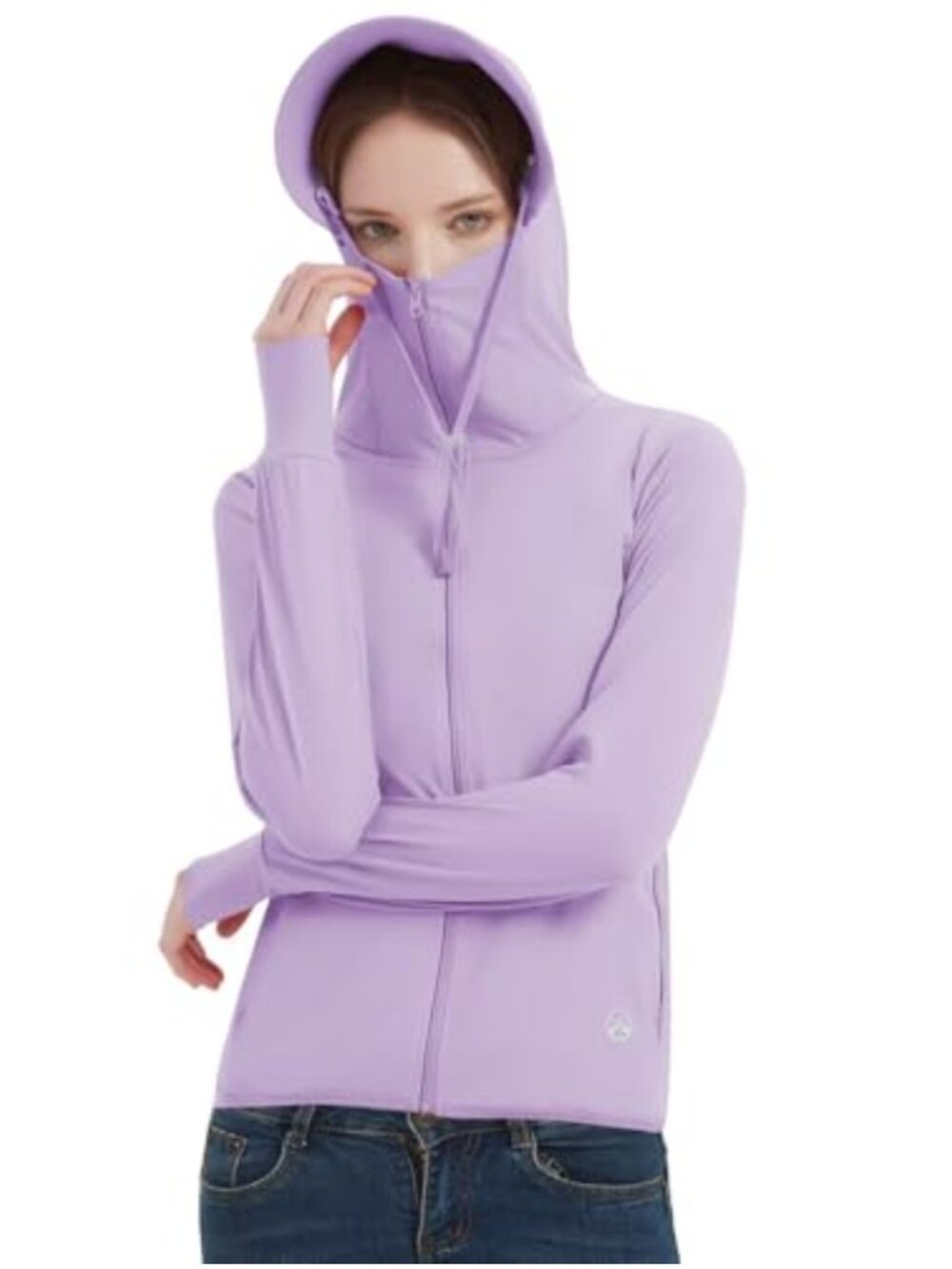 UPF 50+ Lightweight Zip Up Jacket Running Hoodie Thumb Holes